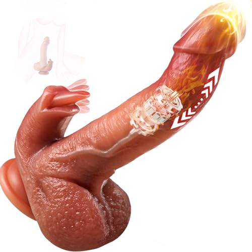 Dildo Leckfunktion 81 Lustmodi mit Hochfrequenz-Vibration & kraftvoller Stoßvibration Sex Spielzeug für die Frau, Flüssigsilikon Penis Heizstäbe Vibrator, Doppelte Stimulation für G-Punkt &Klitoris