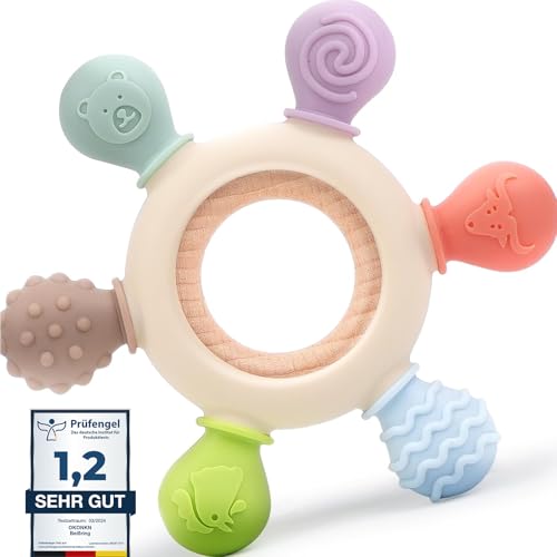 Okonkn Beißring Baby,Zahnungshilfe Baby Spielzeug Silikon Zubehör Für Jungen Und Mädchen
