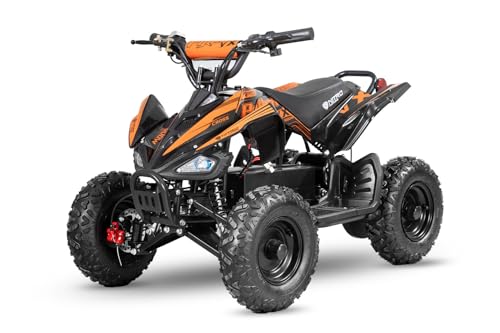 Nitro Motors Eco Python Cross 1000W 36V Mini Kinderquad 6 Zoll Elektro Quad LED Drossel Rückwärtsgang Ladeanzeige (Orange)