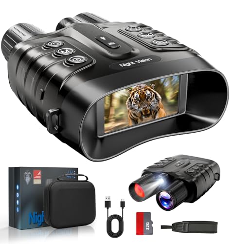 CamZeste Nachtsichtgerät 4K 48MP,10000mAh Wiederaufladbares,f/1.4 Große Blende Infrarot Fernglas Nachtsicht,Sichtweite 600M/1968FT,8X Digitalzoom mit 32GB TF Karte,Geeignet als Geschenk für Feiertage