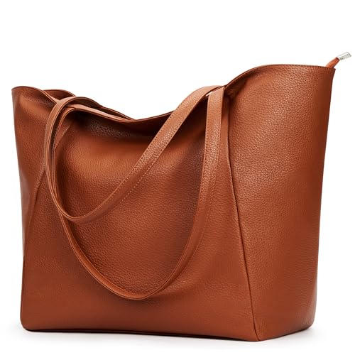 KALIDI Handtasche Damen Shopper Tasche Tote Bag PU Leder Große Schultertasche mit Reißverschluss für Arbeit,Einkauf,Schule