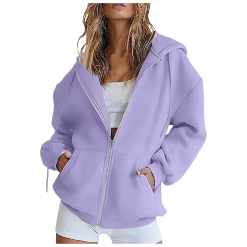 Generisch Damen Hoodie Sweatjacke Baumwoll Zipper Sweatshirtjacke Damen Pullover Oberteile Kapuzenjacke Lang Sweatshirt Kapuzenpullover Mit Kapuze Langarm Sport Style Mit Reißverschluss Oversize