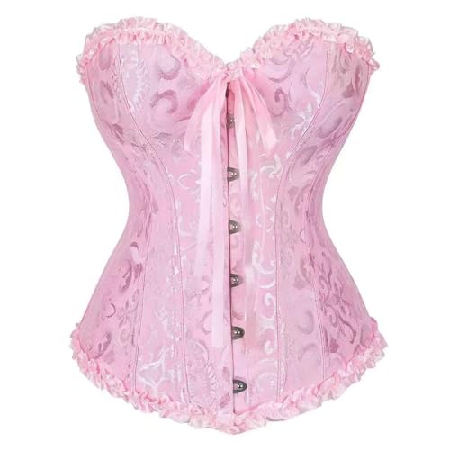 Shyllin Damen Vollbrust Corsage Korsett Top, Vollbruste Corsage Korsett Top (DE/NL/SE/PL, Alphanumerisch, S, Regular, Regular, Pink)