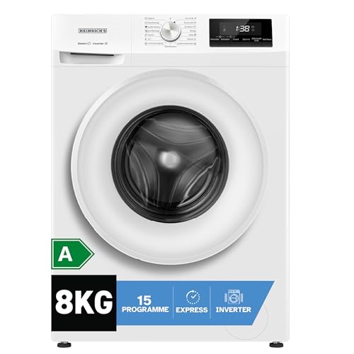 Heinrich´s Waschmaschine, 8kg, 15 Programme, 1400 U/min., Aqua-Stop, LED-Display, inkl. Timer, mit Kindersicherung, langlebiger Inverter Motor, Energieeffizienzklasse A, weiß