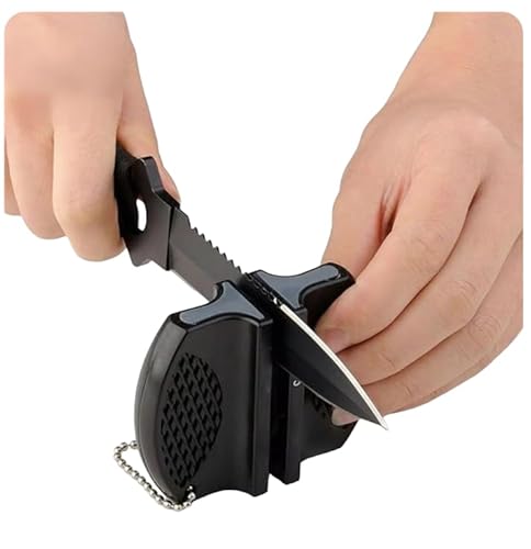 Pocket Keramik Messerschärfer, schwarz, 7,5cm x 5,8cm x 2,5cm, perfektes Ergebnis ohne Vorkenntnise dank Keramikfedern (BLACK)