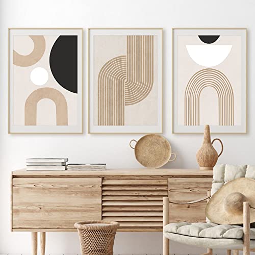 3er Premium Poster Set,Moderne Abstrakt Kunst Wandbilder,Ohne Rahmen Kunstdruck Leinwandbild,Boho Deko Bilder für Wohnzimmer Schlafzimmer (21x30cm)