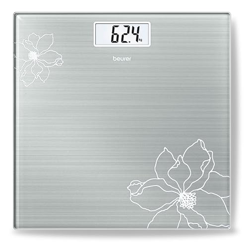 Beurer GS 10 Glaswaage mit Glitzereffekt und gut lesbarer LCD Anzeige mit einer Ziffernhöhe von 26 mm, 180 kg Tragkraft