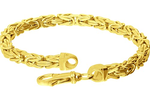 FILANGO Herren Armband Königsarmband mit Karabinerverschluss für Männer 925 Sterling Silber + 24 Karat Vergoldung Goldfarben 2 mm Stärke 19 cm Länge