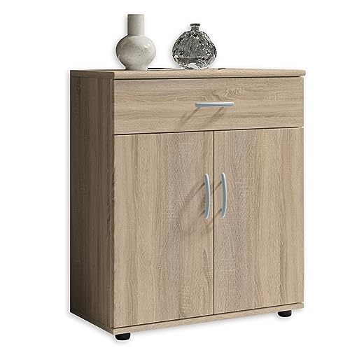 LILLY Kommode in Eiche Sonoma Optik - Moderne Kommode mit Schublade und viel Stauraum für Wohnzimmer, Esszimmer und Flur - 60 x 70 x 30 cm (B/H/T)