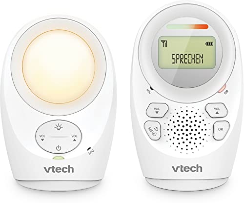 Vtech Digitales Audio-Babyphon DM1211 – Mit DECT-Technologie, Gegensprechfunktion, LCD-Lautstärkeanzeige, Temperatursensor, Nachtlicht u. v. m. – Mit Eltern- und Babyeinheit