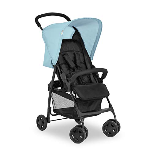 hauck Buggy Sport, Blue - Federleichter Reisebuggy 5,9 kg - mit Liegefunktion für Kinder ab Geburt bis 15 kg - Klein Zusammenklappbar, Großer Einkaufskorb bis 3 kg