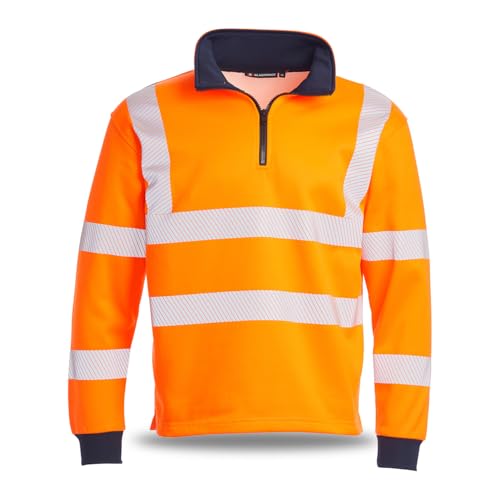 Blackrock Warnschutz-Pullover, Schiene, Orange, 1/4-Q-Reißverschluss, Fleece-Polycotton, für Herren und Damen, Arbeitskleidung, EN20471 Klasse 3, reflektierend, hohe Sichtbarkeit, Größe L