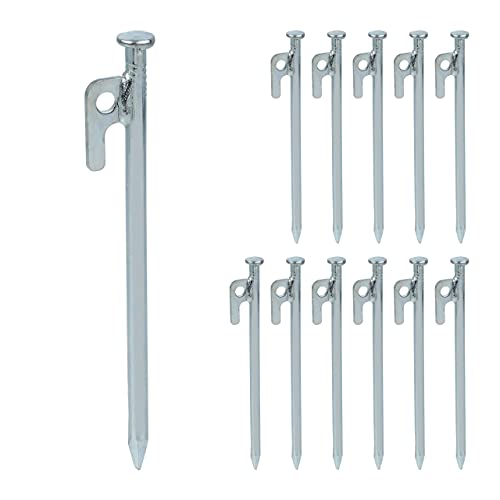 Relaxdays Felsbodenhering, 12er Set, für Zelt, Vorzelt, Pavillon, Sturmanker, Stahlhering für harte Böden, 20 cm, silber
