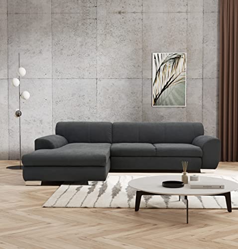 DOMO. collection Ecksofa Nika, Sofa in L-Form, Eckgarnitur, moderne Polsterecke, Eckcouch, 277 x 156 x 78 cm (BxTxH), grau