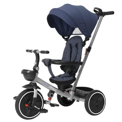 Chicco, 4in1 Trike, Metallrahmen, Eva-Gummiräder, 4-Punkt-Gurtsystem, Teleskopgriff und Abnehmbares Verdeck, Kinderwagen mit Wendesitz, Körbchen, von 6 Monaten bis 5 Jahren