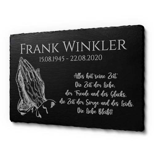 CHRISCK design Grabschmuck 30 x 20 cm | gestalte Dein Gedenktafel ganz einfach selbst | Grabstein mit Laser-Gravur für Menschen