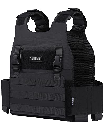 OneTigris Taktische Weste Plattenträger Low Profile 2,0 Airsoft Weste Paintball Plate Carrier mit Plakat Adapter Systems Brustschützer