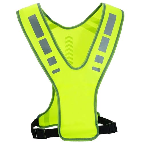 GmwyCzV Sicherheitsweste, Warnschutz Reflektorweste, Warnweste mit Reflektorband und Taschen, Arbeitsweste für Fahrrad, Joggen, Laufen, Wandern, Fluoreszierendes Grün