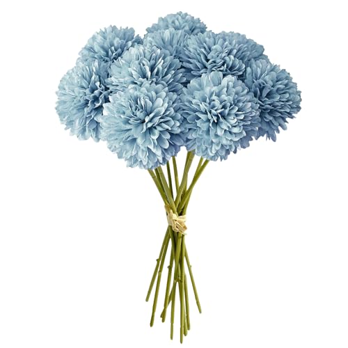 MUYAPAY 12 Stück Künstliche Hortensienblüten Künstliche Blumen Chrysantheme Kunstblumen Künstliche Kugel-Chrysanthemen Seide Pompon Chrysantheme, für Hausgarten Party,Hochzeits Deco