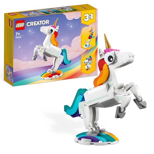 LEGO Creator 3-in-1 Magisches Einhorn - Spielzeug mit Minifiguren - Tierfigur verwandelt Sich in EIN Seepferdchen oder einen Pfau - Kreatives Geschenk für Mädchen und Jungen ab 7 Jahren - 31140