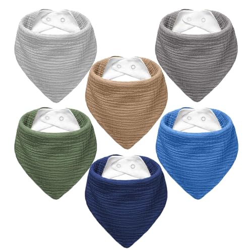 NISXABEBE Lätzchen Baby Dreieckstuch Musselin Halstuch Babies für Junge und Mädchen,Sabberlätzchen Baby Verstellbare 6 Stück