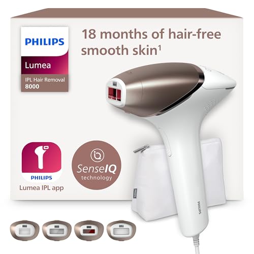 Philips Lumea IPL 8000 Series Haarentfernungsgerät mit SenseIQ Technologie – Alternative zur Laserhaarentfernung – 4 Aufsätze für Körper, Gesicht, Bikinizone & Achselhöhlen (BRI948/00)