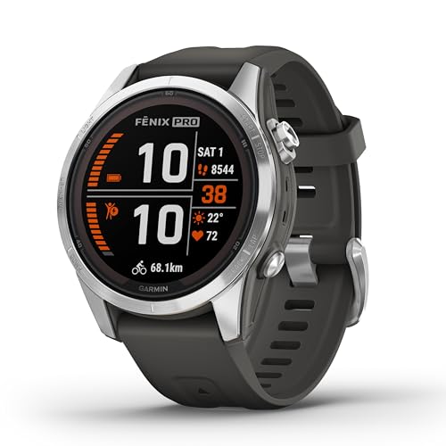 Garmin fēnix 7S Pro – GPS-Multisport-Smartwatch mit Solarladelinse, Farbdisplay und Touch-/Tastenbedienung, TOPO-Karten, über 60 vorinstallierte Sport-Apps, GarminMusic und GarminPay