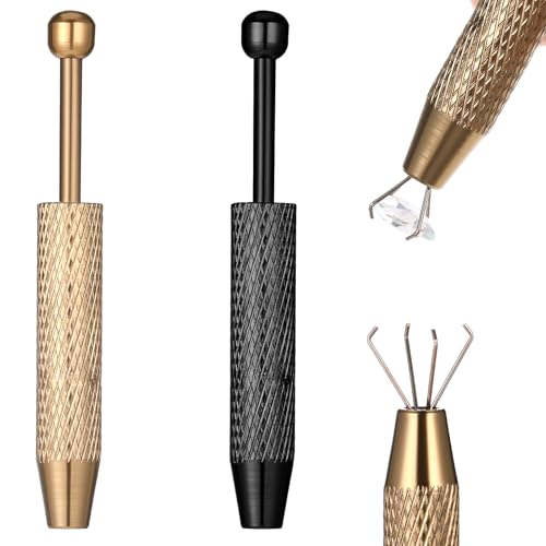 2 Stück Piercing Kugel Aufdreher, Edelstahl Piercing Zange für Kugeln, Edelsteine ​​​​Catcher mit 4 Klauen Schmuck Aufnehmwerkzeug für Pick up Piercing-Kugel Elektronische Komponenten Chip