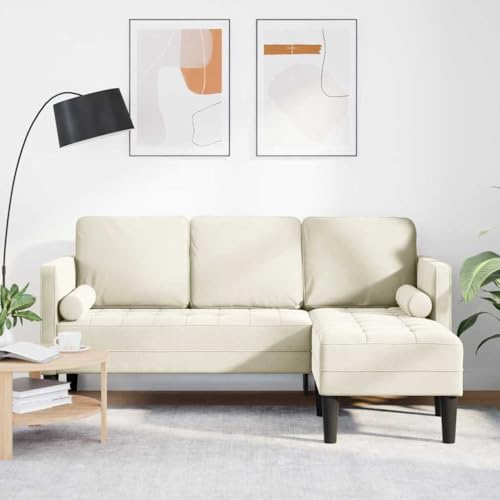 Emmtore Ecksofa Creme 173x131x67 cm Samt Ergonomisches Design Polyester Bequeme Sitzgelegenheit Modern
