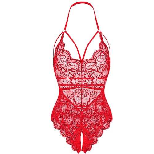 LEBENSFROH Dessous Damen Sexy Unterwäsche für Frau Sexy Outfit für Damen Strapsen Dessous Set Reizwäsche Dessous-sets Lingerie Women Body Damen Sexy Spitze (S, Rot)