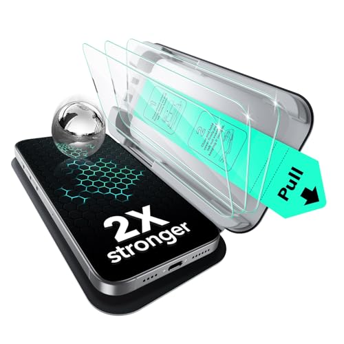 ESR für iPhone 14 Pro für Panzerglas 3 Stück [3 Sekunden Schnellinstallation], Militärischer Schutz, 9H Härte, vollflächig gehärtetes Glas mit UltraFit Tray