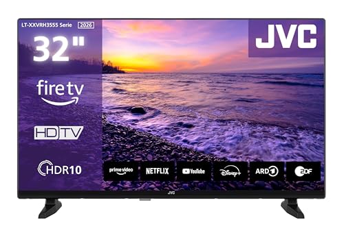 JVC Fernseher 32 Zoll Fire TV HD-Ready Smart TV HDR Fernseher mit Alexa Sprachsteuerung und Triple Tuner, LED TV LT-32VRH3555 (2026)