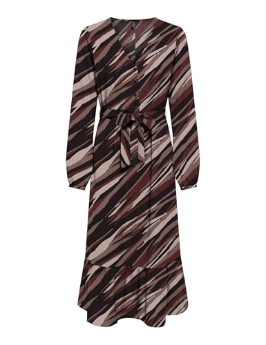 ONLY Damen Onlnova Life Elite Amy Long Dress Kleid, Brown Stone/AOP:589 Russet Graphic, Medium