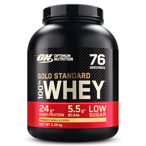 Optimum Nutrition Gold Standard 100% Whey, Proteinpulver, Geschmack French Vanilla Crème, 2.28kg, 76 Portionen