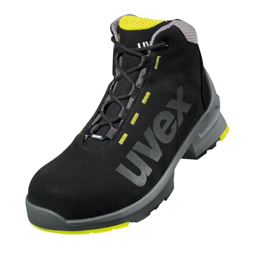 Uvex 1 Sicherheitsschuhe S2 SRC, Stiefel, Arbeitsschuhe für Herren, Schwarz/Lime, Größe 45