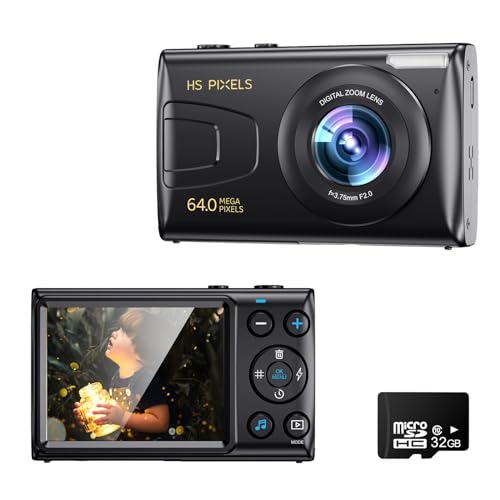 Fine Life Pro Digitalkamera Fotokamera FHD 1080P, 64MP, 18X Digitalzoom, Anti-Shake, 3,0