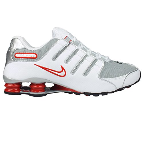 Nike Shox Nz, Herren Laufschuhe Bianco, Mehrfarbig - White/Metallic Silver-Sport Red-Cool Grey-Black-Cool Grey - Größe: 42 EU
