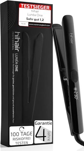 hihair Glätteisen – Für weniger Frizz & schonendes Styling – 100 Tage risikofrei testen – Mit LCD-Display & Griffknopf – Schnell aufheizend in nur 20 Sek. – Für seidig glattes Haar mit mehr Glanz