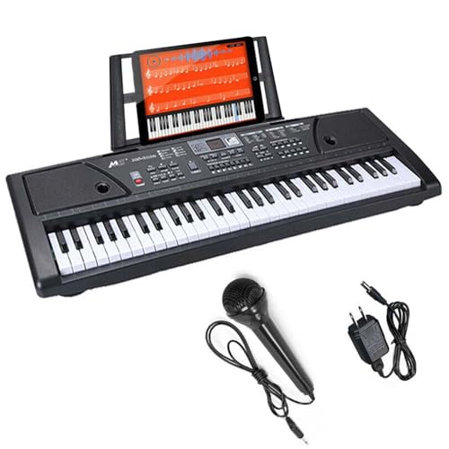 Gziztx 61 Keyboard Piano Tragbares Elektronisches Digital Keyboard mit Notenständer, Tasten, Lautsprechern, 16 Töne, 10 Rhythmen, 6 Demos, 8 Percussions, für Anfänger und Kinder