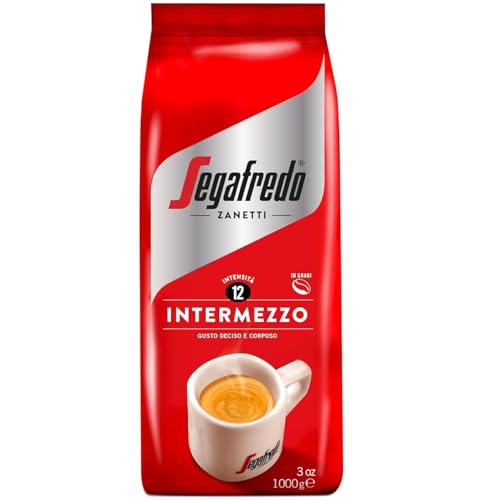 Segafredo Zanetti Intermezzo - Ganze Bohne (1 kg Packung) - Geeignet für alle italienischen Kaffeespezialitäten - Kaffeebohnen mit mittlerer Röstung, stark und vollmundig im Geschmack