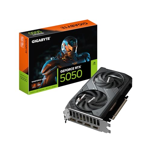 Gigabyte GeForce RTX 5050 WINDFORCE OC 8G Grafikkarte - 8GB GDDR6, 128bit, PCI-E 5.0, 2587MHz Kerntakt, 2 x DP, 2 x HDMI, NVIDIA DLSS 4, GV-N5050WF2OC-8GD