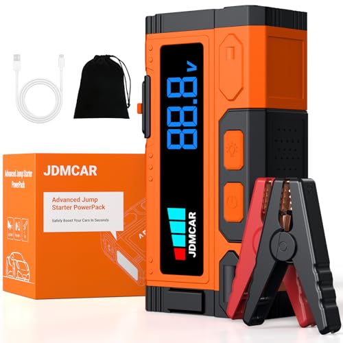 JDMCAR Starthilfe Powerbank für Pkw, 5000A 12V Auto Starthilfe Powerbank, Jumper Starter Powerbank mit LCD Bildschirm & LED Taschenlampe, Autobatterie Booster, für bis zu 9L Benzin & 8.5L Diesel MB
