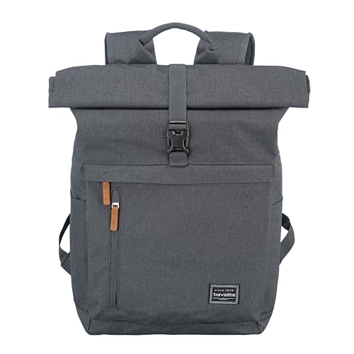 travelite Handgepäck Rucksack, Laptop Rucksack 15,6 Zoll, BASICS, Reiserucksack Rolltop Funktion, 60 cm, 35 Liter