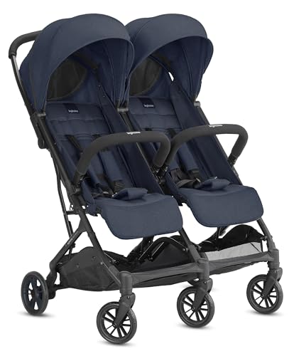 Inglesina Twin Sketch Zwillingskinderwagen, Blau, Ultraleicht und Kompakt, Ideal für Zwillinge oder Geschwister, Hoher Komfort, bis zu 15 kg