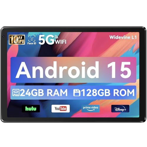 Whitedeer Tablet, Tablet 10 Zoll, Android Tablet mit 10GB RAM 128GB ROM, Octa-Core, HD IPS Touchscreen, 5000mAh Akku, WiFi 6, Bluetooth 5.0, Dual Kamera, Face ID, Google-Zertifiziert, Schwarz
