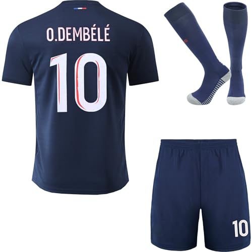 DMDMK Paris #10 Dembele 2025/2026 Heim Trikot Shorts und Socken Kinder und Jugend Größe (Blau, 26 (8-9 J))