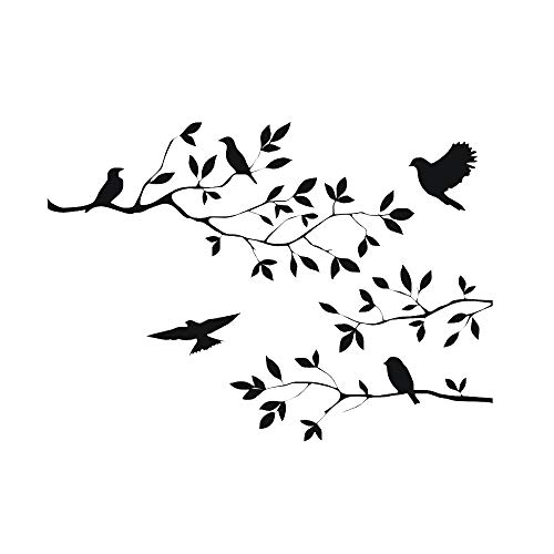 Baum Zweige Vögel Wandaufkleber Removable Vinyl Schlafzimmer Wohnzimmer Kunstwand Schwarz Wandtattoo Dekoration DIY Deco Abnehmbare Wandaufkleber(Vögel)