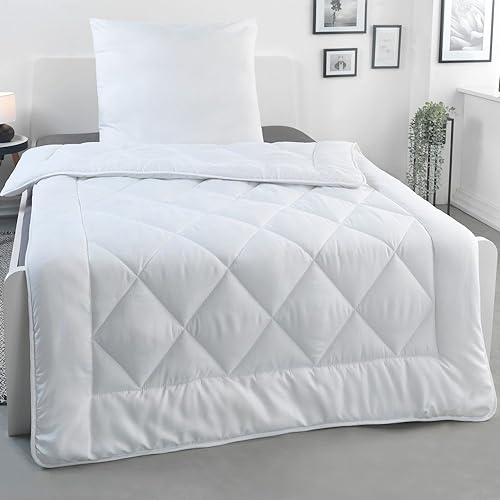 MALIKA Bettdecke 135x200 inkl. Kopfkissen 80x80 - Steppdecke 135x200 - Ganbzjahresdecke - waschbar, Schlafdecke Duvet Zudecke