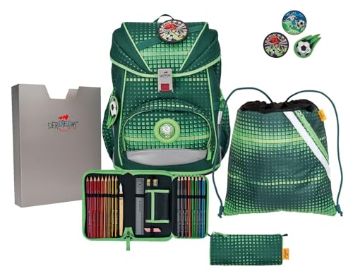 DerDieDas ErgoFlex Schulranzenset 5-teilig Soccer Green
