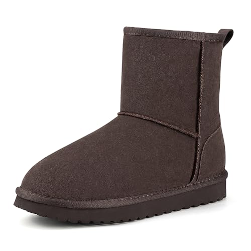 Mishansha Damen Winterschuhe Warm Gefüttert Winterstiefel Dunkelbraun Gr.39